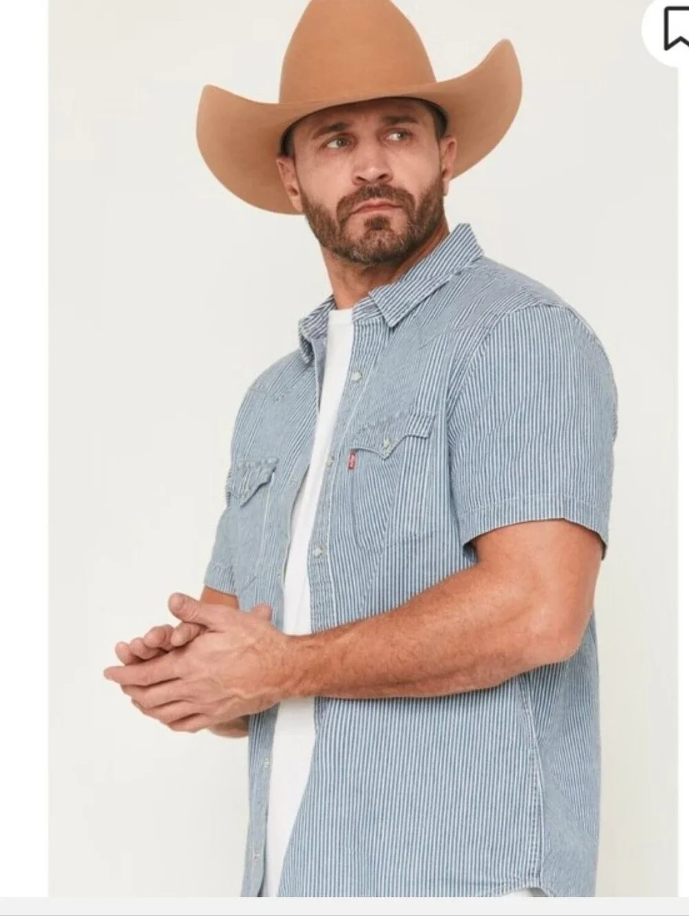 Levi's Men's Classic Picadilly Striped Short Sleeve Snap Western Shirt Size M